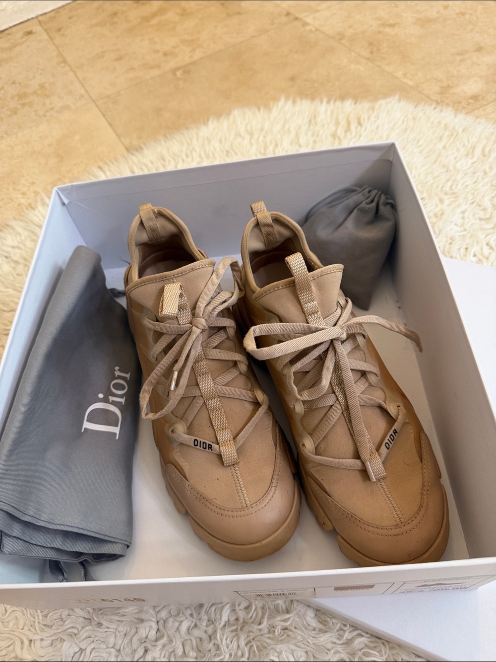 Dior D-Connect Women Tan/Beige Low-Top Sneakers
